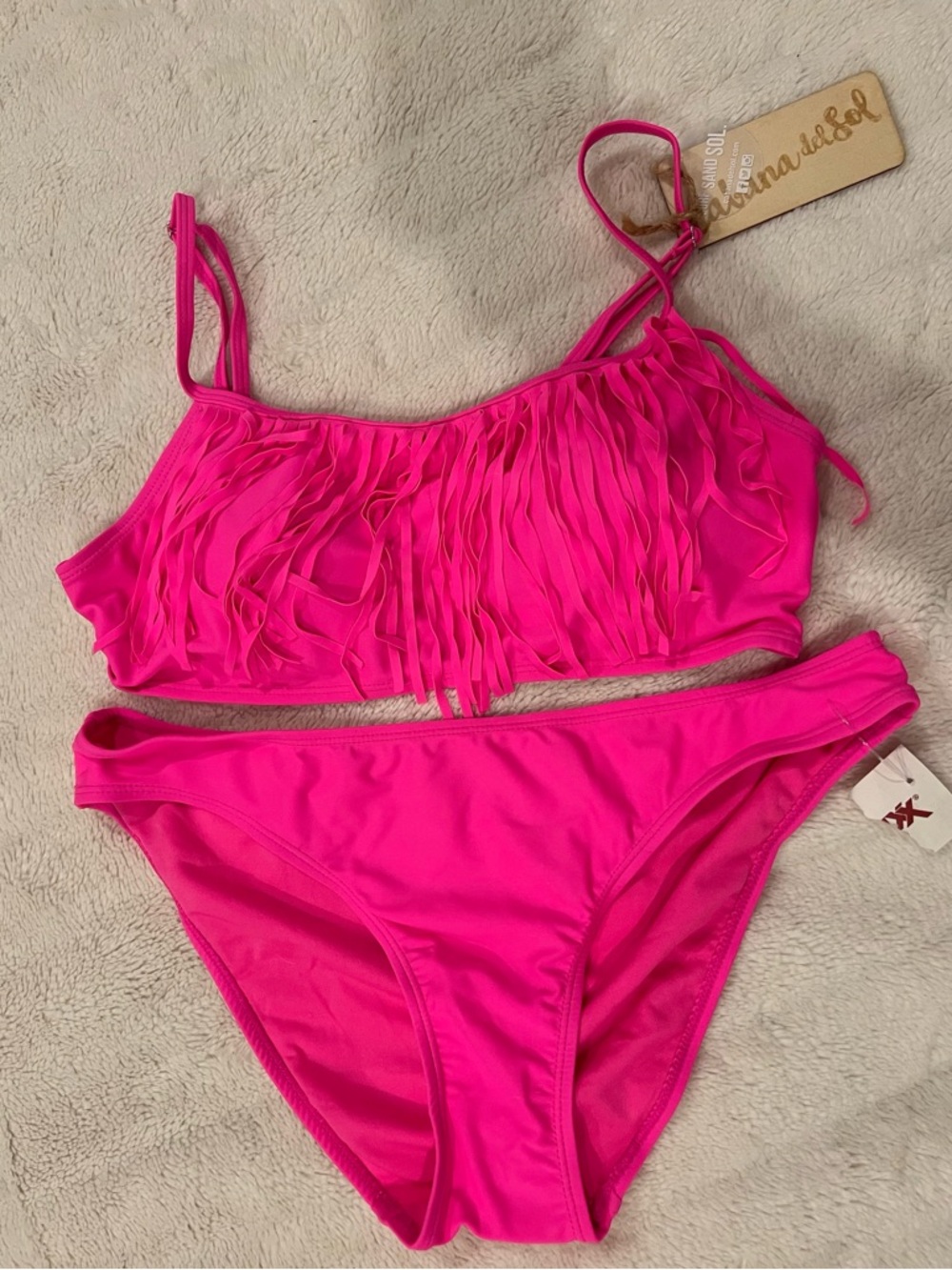 Woman Within Hot Pink Fringe Bikini Two-Piece